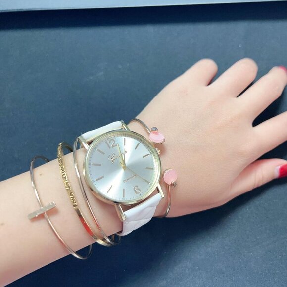 10 Pack Women Men Unisex Platinum Watches Roman Leather Band Analog Quartz Wrist - Picture 3 of 9